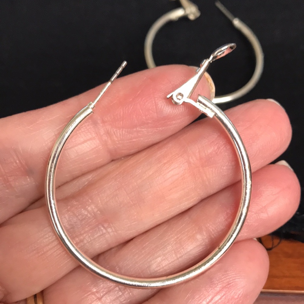 Vintage Silver Hoop Earrings - Picture 6 of 7